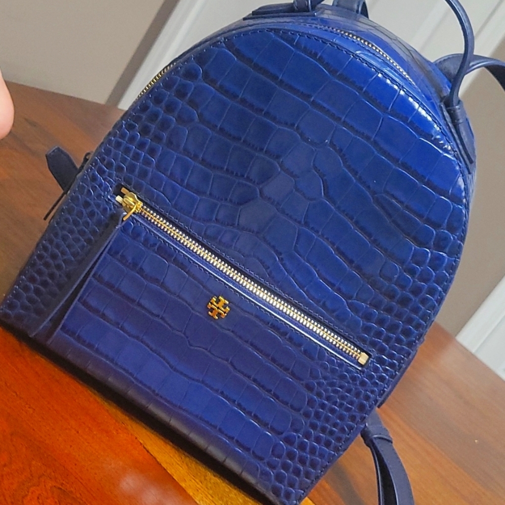 Tory Burch croc embossed backpak